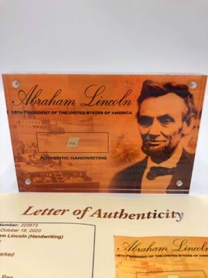 ABRAHAM LINCOLN handgeschriebener Word-Cut in Acrylglas