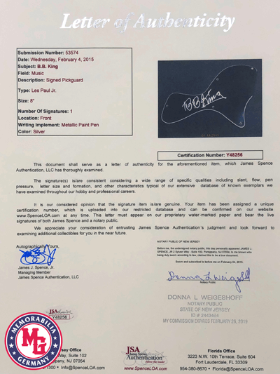 B.B. KING (The King of the Blues)</br>signierte Gitarre, Les Paul Epiphone – Bild 4