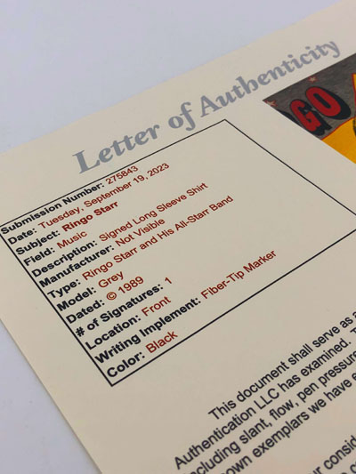 RINGO STARR (The Beatles) signierter Pullover,</br>Japan Tour 1989 – Bild 11